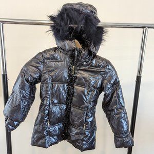 MONNALISA - Girls Black winter Jacket with Hood - Girls Medium